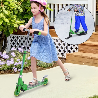 Soozier 2-in-1 Convertible All-weather Scooter Snow Street Amphibious w/ Wheels Blades (Green)