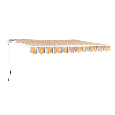 Outsunny 8' x 7' Manual Retractable Sun Shade Patio Awning - Orange, Black and Grey