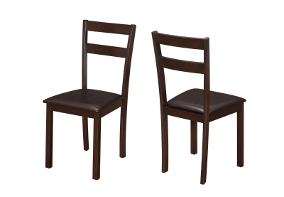Monarch 2 Piece 35" PU Leather Padded Seat Wooden Slat Back Dining Chair Set - Cappuccino Brown