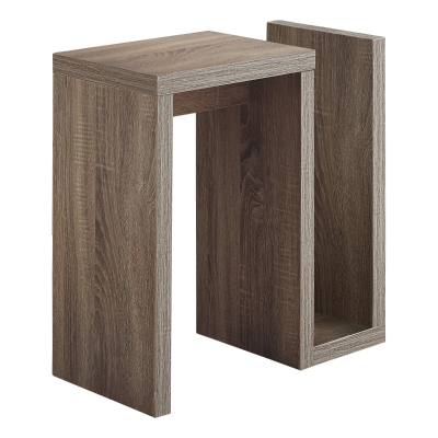 Monarch 24" Modern Wood Grain Side Accent Table with Magazine Storage - Dark Taupe Finish