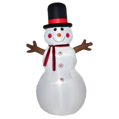 HOMCOM 6ft Tall Giant Outdoor Indoor Inflatable Snowman Christmas Decoration for Lawn with Hat Scarf LED Lights