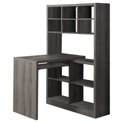 Monarch Contemporary Left or Right Facing Adjustable Hollow Core Corner Desk with Storage Shelves and Pull Out Keyboard Tray - Dark Taupe