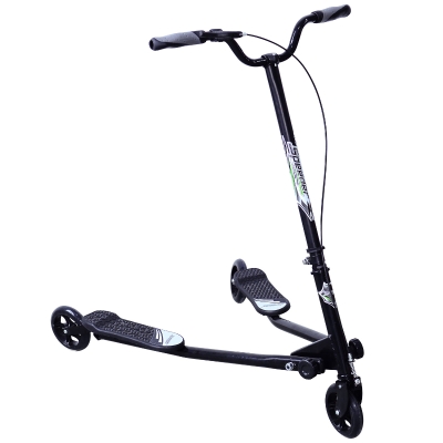 Qaba Swing Scooter Kids 3 Wheels Foldable Scooter Child Tri Speeder Slider, Black