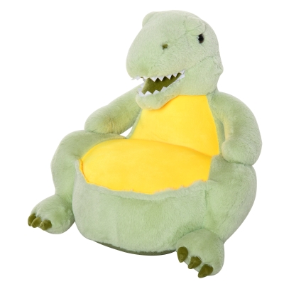 Qaba Animal Kids Sofa Chair Cartoon Cute Dinosaur Stuffed with Armrest Flannel PP Cotton 22" x 19" x 22" Green