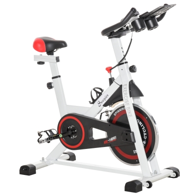 Soozier 17.6 lb Flywheel Indoor Stationary Exercise Bike with LCD Monitor, Adjustable Height & Resistance & Pedal Cage
