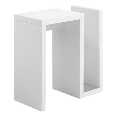Monarch 24" Modern Wood Grain Side Accent Table with Magazine Storage - White Finish