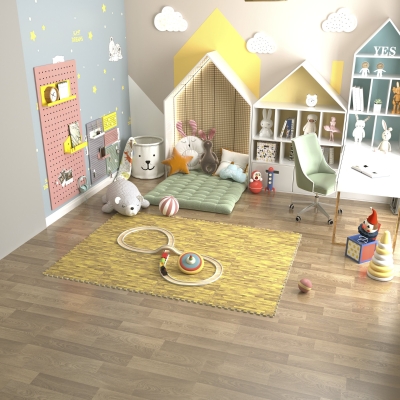 HOMCOM Soft Wood Grain EVA Foam Interlocking Floor Mats 96 Square Feet Exercise Workout Mat Kid Play Mat 24pcs(Light Grain Wood)