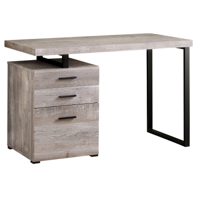 Monarch 48" Contemporary 3 Drawer Reclaimed Wood-look Office Computer Desk - Taupe