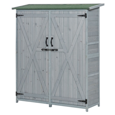 Outsunny Storage Shed Outdoor Tool Storage Cabinet for Garden Backyard with Lockable Doors & Shelves - Grey