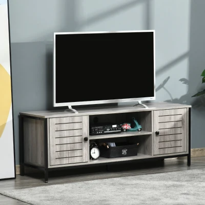 HOMCOM TV Stand for TVs up to 60", Oak Industrial Cabinet