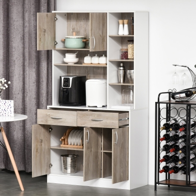 HOMCOM Kitchen Buffet with Hutch Multi Storage Cupboard Cabinet Server Sideboard with Drawers