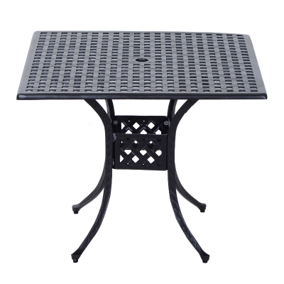 Outsunny 36" Square Metal Outdoor Patio Bistro Table with Umbrella Hole