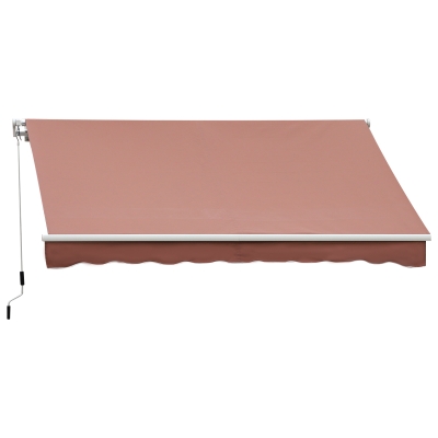 Outsunny 13' X 8' Manual Retractable Sun Shade Patio Awning - Coffee Brown