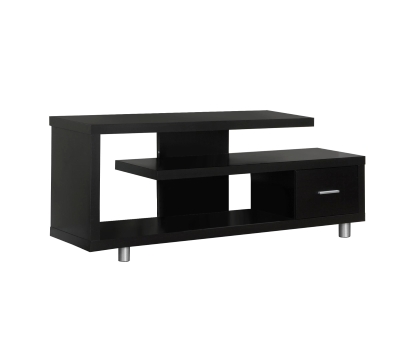 Monarch 60" Art Deco Style 3-Tier Open Shelf Storage Drawer Console TV Stand - Cappuccino Brown Finish