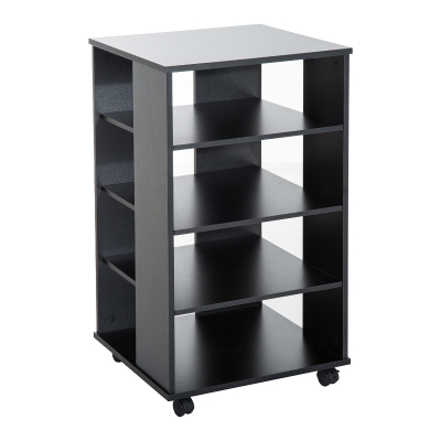 Open Box HomCom 33” Wooden Rolling 5 Shelf Media Center Display Storage Cart - Black