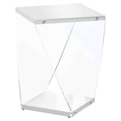 Monarch 22" Contemporary Twisted Acrylic Legs Accent Side End Table - Glossy White Finish