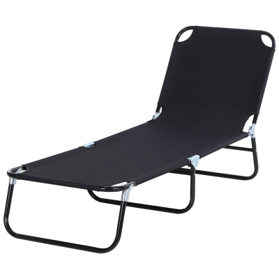 Outsunny 4-Position Adjustable Backrest Chair Lounger for Pool / Sun - Black