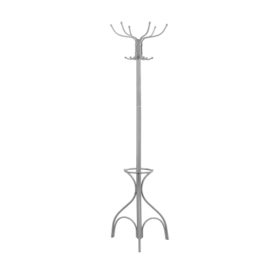 Monarch 70" 12-Hook Metal Coat Tree Hanger Rack with Umbrella Holder - Silver Finish