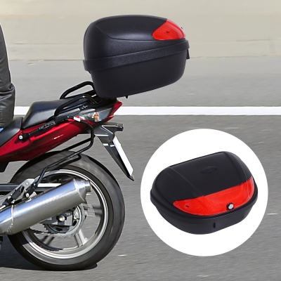 HOMCOM Motorcycle Tail box 52L Top Case Motorbike Trunk Helmet Carrier Luggage Helmet Storage Mount Rack w/ Keys