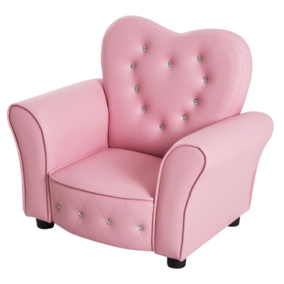 Qaba 19" Tufted Upholstered Princess Sofa Chair for Kids - Pink