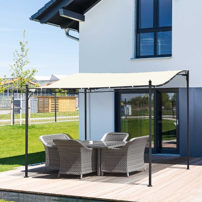 Outsunny 10' x 10' Steel Outdoor Pergola Gazebo Patio Canopy with Durable & Spacious Weather-Resistant Design, Cream White