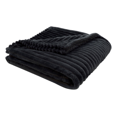 Monarch 60" x 50" Ultra Soft Ribbed Style Throw Blanket - Black