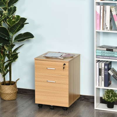 Vinsetto 2 Drawer Filing Cabinet Home Office Mobile File Storage Organizer with 5 Castors