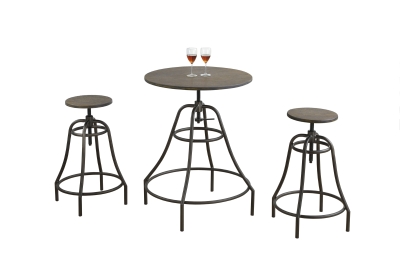 Monarch 3 Piece Distressed Wood Top Pub Table and Barstool Chair Dining Set