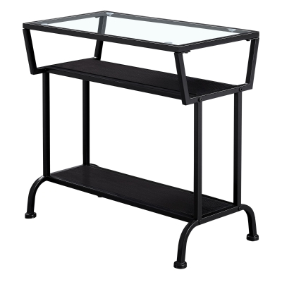 Monarch 22" 3-Tier Contemporary Tempered Glass Top Metal Framed Side Accent Table - Cappuccino Brown Finish