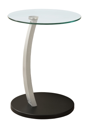 Monarch 18" Round Contemporary Bentwood Base Tempered Glass Top Accent Side Table - Grey / Black Finish