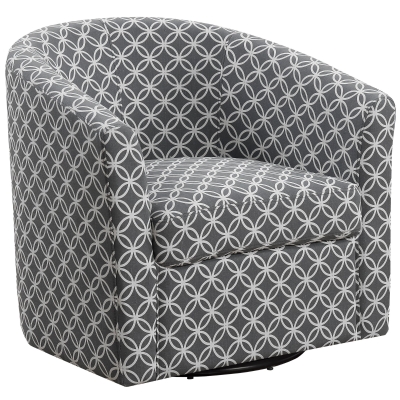 Monarch Transitional Style Upholstered Circular Print Swivel Accent Chair - Dark Brown