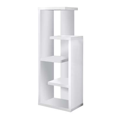 Monarch 48" Modern 5-Tier Open Concept Display Shelves Wood Grain-Look Bookcase - White Finish