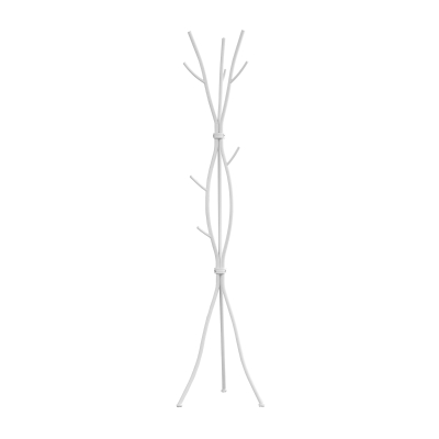 Monarch 74" Modern Tree Branch Inspired 12-Hook Metal Coat Tree Hanger Rack - White Finish