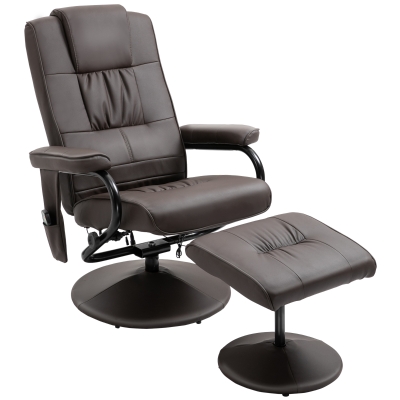 HOMCOM 360-Degree Seat Swivel Massage Recliner Chair with Remote Control - Brown