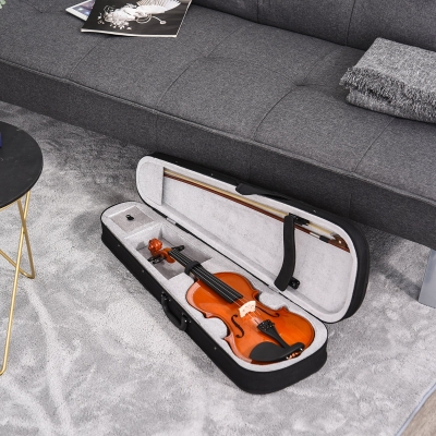 HOMCOM 4/4 Violin Maple Wood Full Set of Accessories Storage Box, Orange