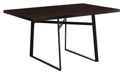 Monarch 60" x 36" Rectangular Modern Metal Base Dining Table - Cappuccino Brown