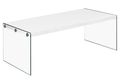 Monarch 44" Modern Tempered Glass Frame Accent Cocktail Coffee Table - Glossy White Finish