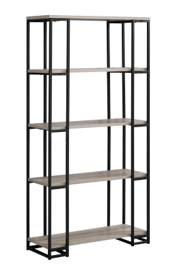 Monarch 60" Contemporary Open Concept 4 Shelf Bookshelf - Dark Taupe Wood-look / Silver Metal