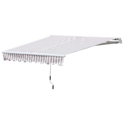 Outsunny 10' x 8' Retractable Sun Shade Patio/Window Awning - Polyester Fabric - Beige