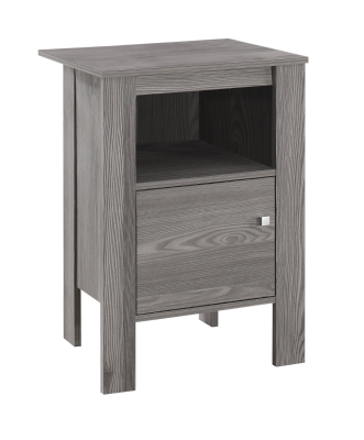 Monarch Versatile Wood Grain Storage Accent End Table Night Stand Cabinet - Grey Finish