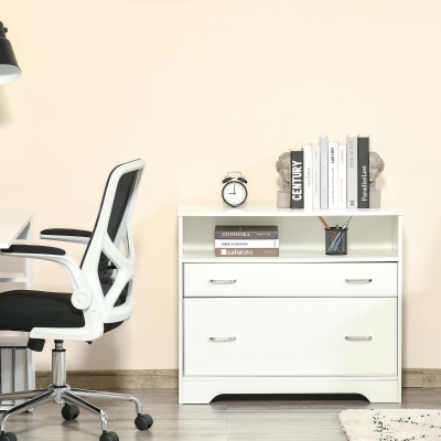 Vinsetto Lateral File Cabinet with Shelf, Drawer for Letter Sized, Filing Folder Storage Organizer, White