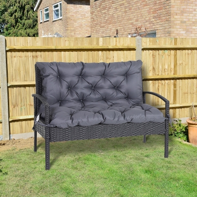 Outsunny Garden Bench Cushion w/ Backrest, Non-Slip 2 Seater Thick Pad, Swing Chair Mat Replacement for Indoor and Outdoor, 39.25" x 38.5"