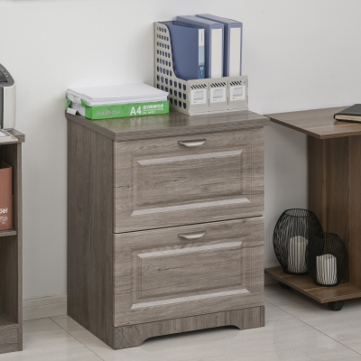 HOMCOM 2-Drawer Lateral File Chest Cabinet Pedestal Wooden Documents Storage for Study