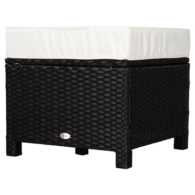 Outsunny Contemporary PE Wicker Footrest with Waterproof Polyester Fabric for Outdoor Use