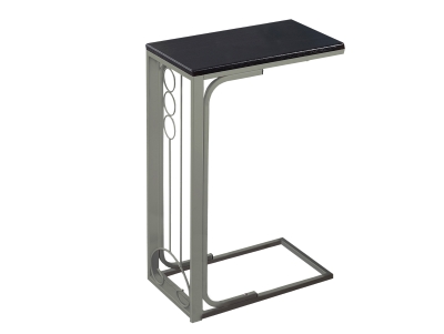Monarch 25" Contemporary Wood Grain-Look Top Metal Frame C-Shaped Side Accent Table - Cappuccino Brown Finish
