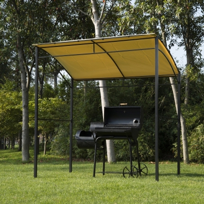 Outsunny 7'x5' BBQ Grill Gazebo Tent Garden Grill Metal Frame and Canopy w/ Hook