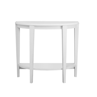 Monarch 36" Transitional Style Half-Moon Shaped 2-Tier Accent Console Table - White Finish