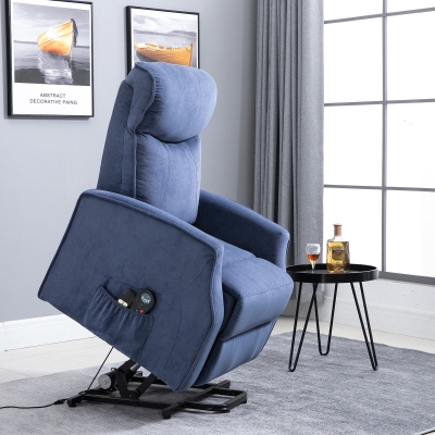 HOMCOM 8- Point Massage Sofa Electric Power Lift Recliner Over Padded Linen Fabric