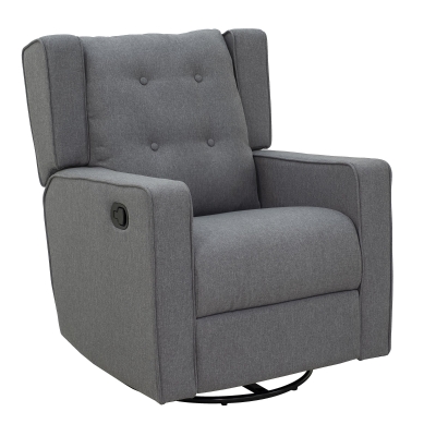 HomCom Linen Fabric Swivel Recliner Sofa Chair - Grey