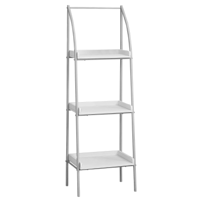 Monarch 48" Contemporary Open Concept 3 Shelf Bookshelf - White / Silver Metal